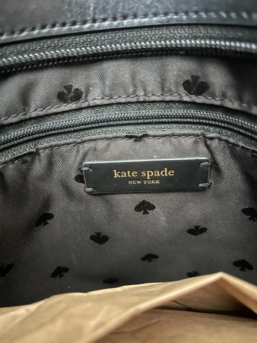 kate spade Black Leather Tote with Pink Flower Charm - Picture 3 of 3